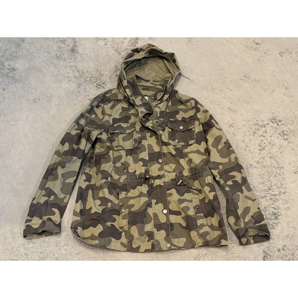 Ashley By 26 INT Jacket Womens Large Camouflage Full Zip Mid Weight Utility Army